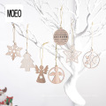 Christmas Decoration Supplies Boxed Wooden Christmas Snowflake Small Pendant Laser Cutting Hollow-out Ornaments